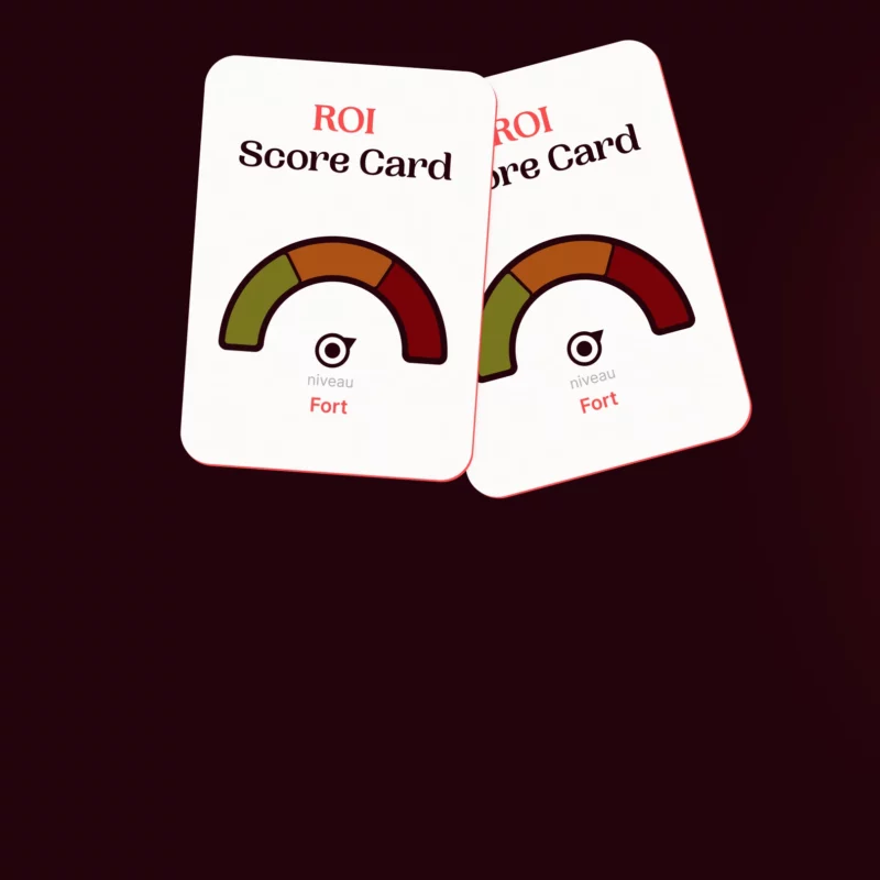 Two cards with ROI score
